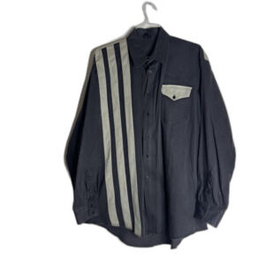 Cowboy Shirt Mens XL Black Gray Western Striped Button Up Vintage Style